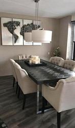 Eettafel hout visgraat patroon, Huis en Inrichting, Tafels | Eettafels, Ophalen, Gebruikt, 200 cm of meer, 50 tot 100 cm