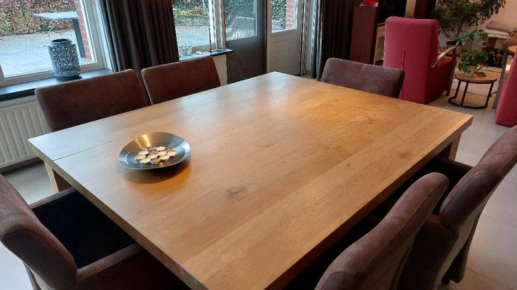 Eettafel en stoelen, Huis en Inrichting, Tafels | Eettafels, Gebruikt, 100 tot 150 cm, 150 tot 200 cm, Vijf personen of meer, Rechthoekig