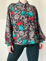 Vintage blouse met print, S/M. Paisley boho bloem bohemian, Maat 38/40 (M), Bruin, Verzenden, Vintage