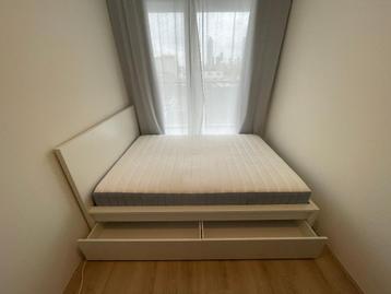Ikea MALM Bedframe, hoog met 2 bedlades, wit, 140x200 cm - afbeelding 1