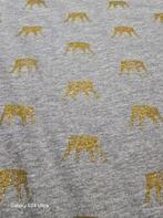 Tricot katoen grijs kroontjes goud foil, Overige materialen, 120 cm of meer, Ophalen of Verzenden, Grijs