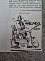 FIETSEN Advertentie Hevea banden (krant 1954), Verzamelen, Ophalen of Verzenden, 1940 tot 1960, Knipsel(s)