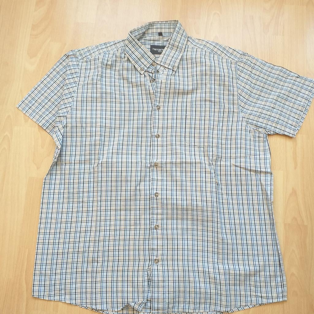 Blouse maat xl  43/44 ( geel, blauw, grijs geblokt), Kleding | Heren, Overhemden, Overige kleuren, Henderson, Ophalen of Verzenden