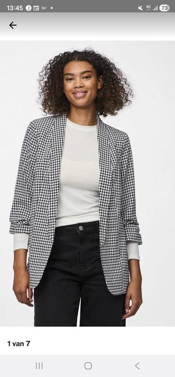 Elegante halflange blazer zwart-wit pied de poule xxl beschikbaar voor biedingen