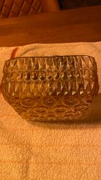 Oude plafondlamp van dik glas met metalen bevestigingsplaat, Ophalen, Glas