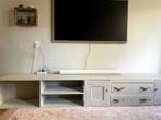 3m lowboard TV kast van hout / industrieel design met leder, Huis en Inrichting, Ophalen, Zo goed als nieuw, Minder dan 100 cm