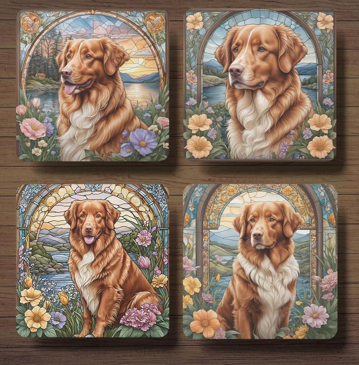 Toller Glas in Lood onderzetters met houder, Huis en Inrichting, Woonaccessoires | Onderzetters, Nieuw, Glas of Kopje, Ophalen of Verzenden