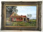 Zonnig boerenerf met boerin ca. 1930 - Cees Jocker 1879-1969, Antiek en Kunst, Kunst | Schilderijen | Klassiek, Ophalen of Verzenden