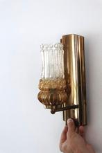 Vintage glazen wandlamp / retro space age mid century deens, Ophalen of Verzenden, Zo goed als nieuw, Glas