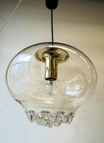 Vintage Peill & Putzler hanglamp messing amber retro 70's, Gebruikt, 50 tot 75 cm, Ophalen of Verzenden, Glas
