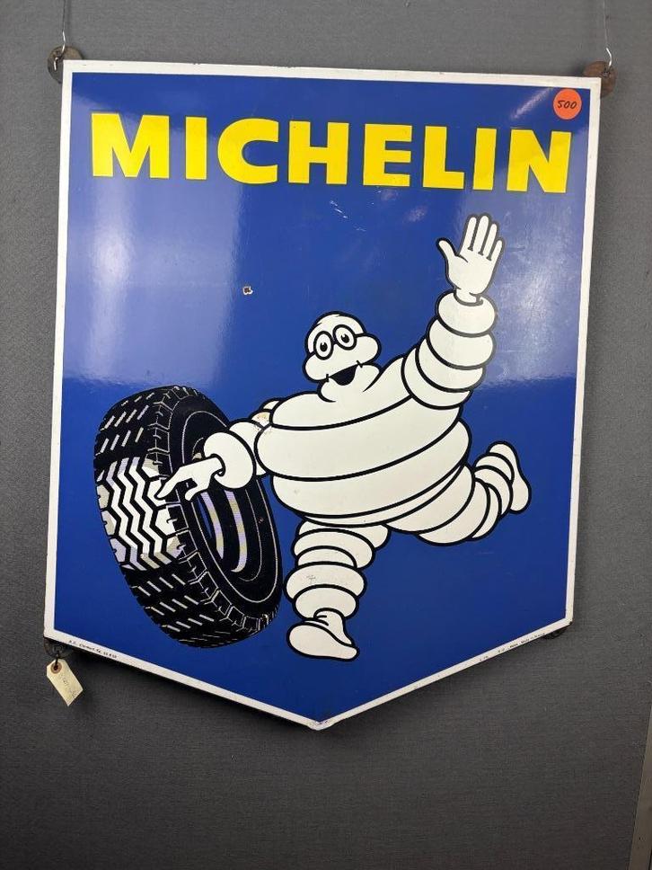 Michelin Bibendum emaille reclamebord 1970, Antiek en Kunst, Antiek | Emaille, Ophalen of Verzenden