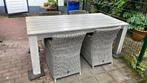 Intratuin hardhouten tuintafel, stoelen en kussens, Ophalen, Zo goed als nieuw