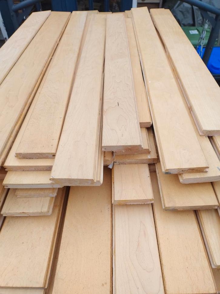 60 m2 maple parket vloer gelakt, Doe-het-zelf en Verbouw, Vloerdelen en Plavuizen, Parket, Hout, 150 cm of meer, 10 tot 30 cm