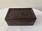 Antiek kistje houtsnijwerk berglandschap Villars., Ophalen of Verzenden