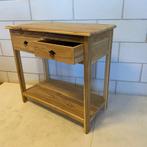 Sidetable - 80 x 40 cm - 2 lades - massief teak - TTM Wonen, Huis en Inrichting, Tafels | Sidetables, 50 tot 100 cm, Www.ttmwonen.nl