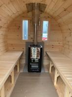 Barrelsauna Zwart I  brede banken I incl. Kachel I Laatste!, Sport en Fitness, Sauna, Nieuw, Complete sauna, Ophalen, Fins of Traditioneel