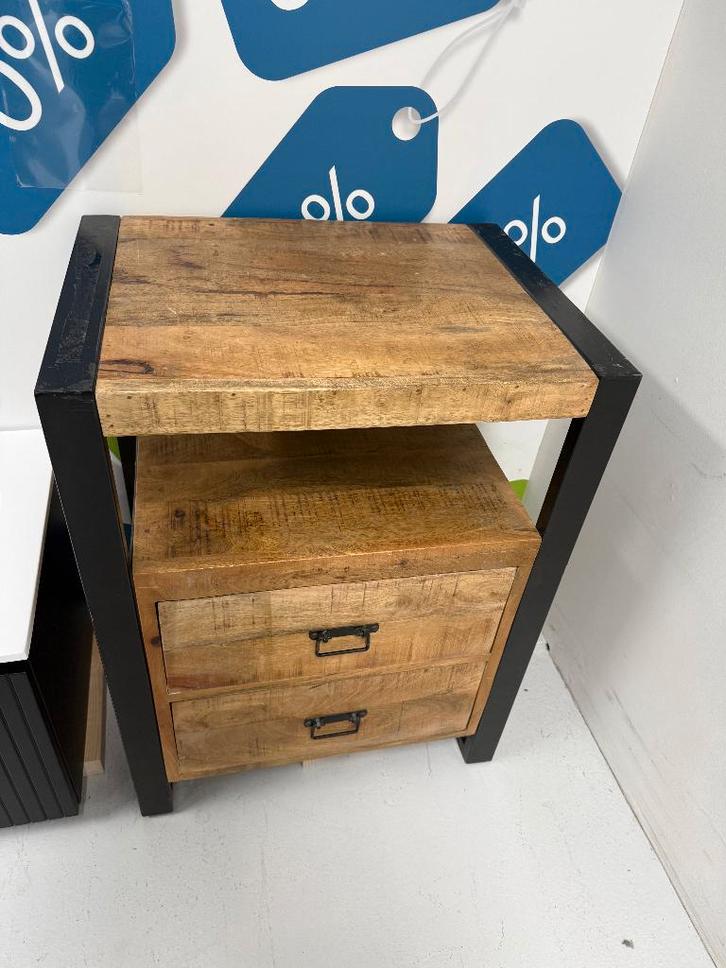 Onderkast BWS Mango Wood 60x45x81cm Met Mat Zwart Metaal, Huis en Inrichting, Badkamer | Badkamermeubels, Zo goed als nieuw, Wastafelkast