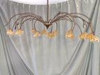 Decoratieve Messing/Koperen Roosjes Hanglamp, Ophalen, Gebruikt, Art Nouveaux, Glas