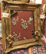 Antieke spiegel met verlichting, barok engelen beeldjes,, Antiek en Kunst, 50 tot 100 cm, Minder dan 100 cm, Rechthoekig, Ophalen