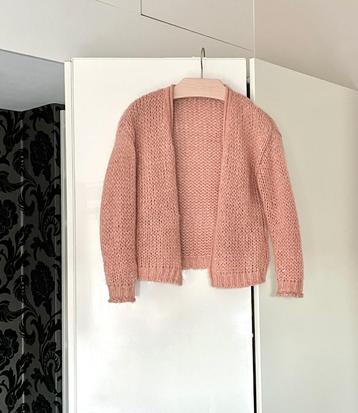 Nieuw: Grofgebreid oversized roze vestje; JBC; maat 164