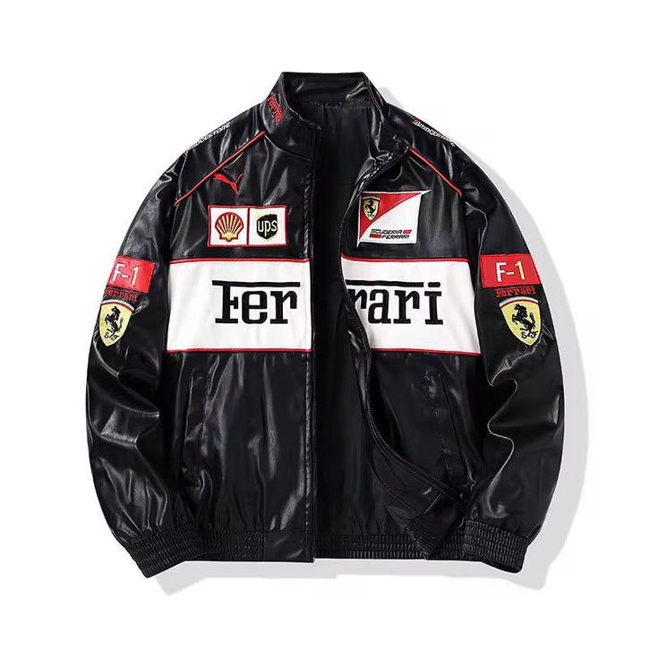Leather Ferrari Racing Jacket F1, Verzamelen, Automerken, Motoren en Formule 1, Zo goed als nieuw, Formule 1, Verzenden
