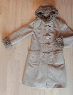 Mooie vintage tweed jas met nepbont uit de jaren 90, Ophalen of Verzenden, Maat 38/40 (M), Beige