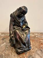 Gipsen Beeldje Monnik - Slapend tijdens Lezen, Antiek en Kunst, Kunst | Beelden en Houtsnijwerken, Ophalen of Verzenden