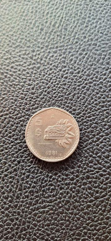 4##   Mexico 5 pesos 1981 /herdenkingsmunt  beschikbaar voor biedingen
