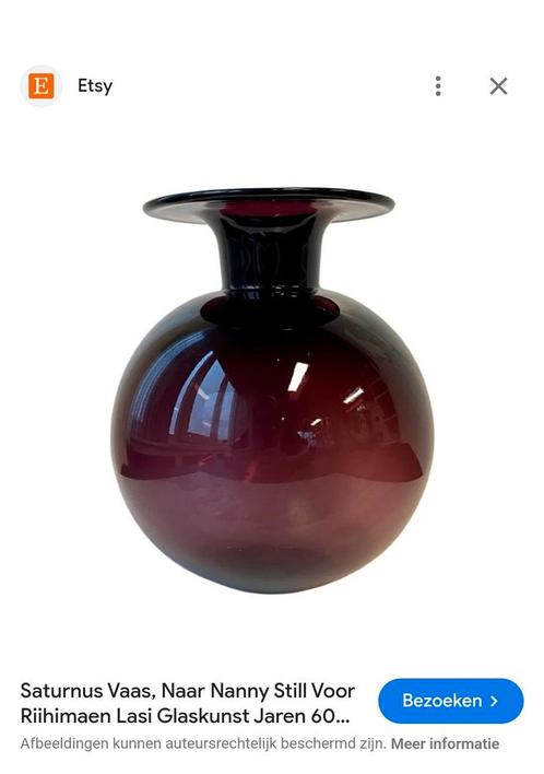 Aubergine kleurige vaas Nanny Still, Antiek en Kunst, Antiek | Glas en Kristal, Ophalen of Verzenden