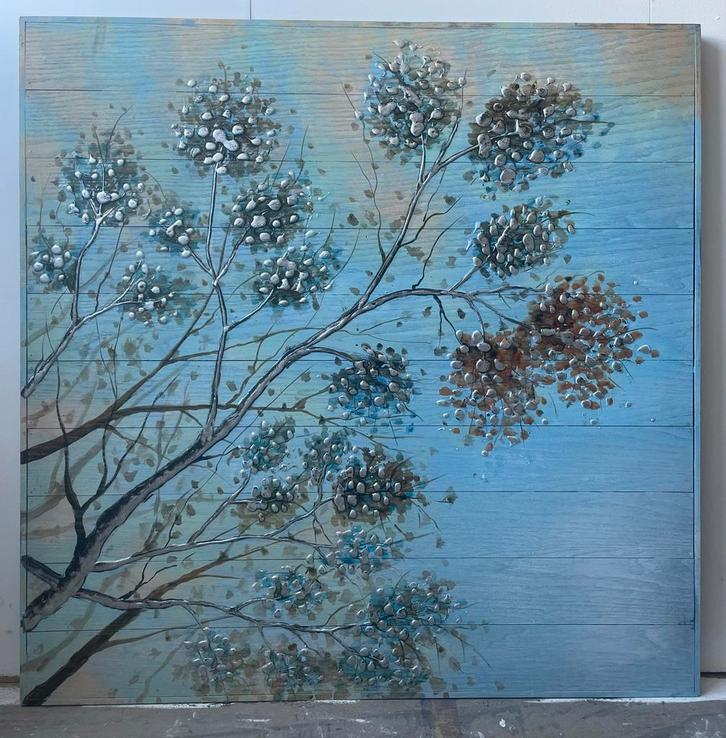 Schilderij op Hout - 1x1 Meter, Antiek en Kunst, Kunst | Schilderijen | Modern, Ophalen