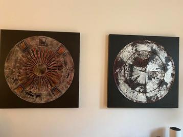 Abstracte Kunstwerken - Set van Twee beschikbaar voor biedingen