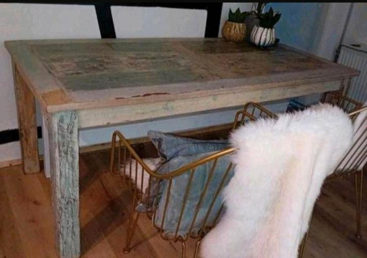 Vintage Robuste Eetkamertafel, Huis en Inrichting, Tafels | Eettafels, Zo goed als nieuw, 50 tot 100 cm, 150 tot 200 cm, Rechthoekig