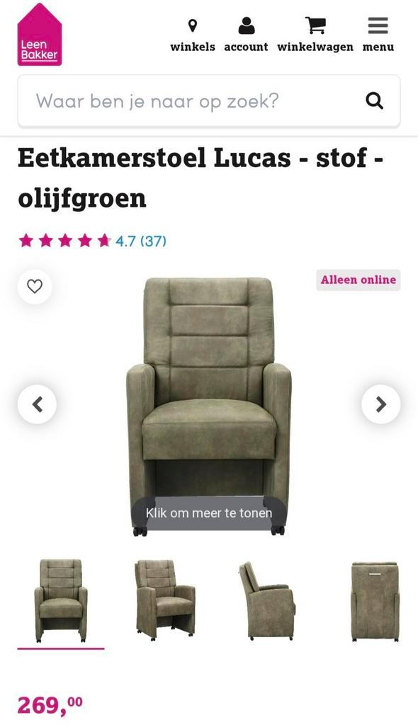 2 eetkamerstoelen, Huis en Inrichting, Fauteuils, Gebruikt, Stof, Minder dan 50 cm, Minder dan 75 cm, Ophalen