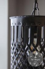 Smeedijzeren hanglamp basket zwart stoer sober landelijk, Huis en Inrichting, Lampen | Hanglampen, Minder dan 50 cm, Nieuw, Metaal
