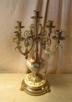Prachtige Antieke Kandelaar in koper en porselein - 50cm, Ophalen of Verzenden, Koper of Brons