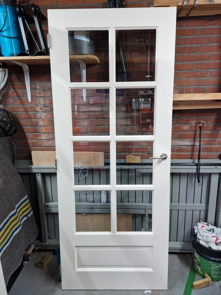 2x binnendeur (stomp) met facet geslepen glas, Doe-het-zelf en Verbouw, Deuren en Horren, Binnendeur, 200 tot 215 cm, Glas, Ophalen