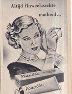 Retro reclame 1950 Vinolia dagcreme huid om te strelen, Verzamelen, Ophalen of Verzenden