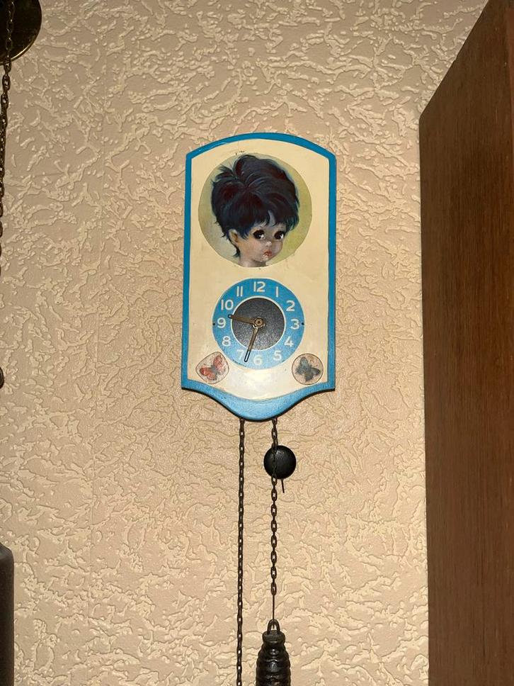 Vintage Koekoeksklok met Jongensafbeelding, Antiek en Kunst, Antiek | Klokken, Ophalen of Verzenden