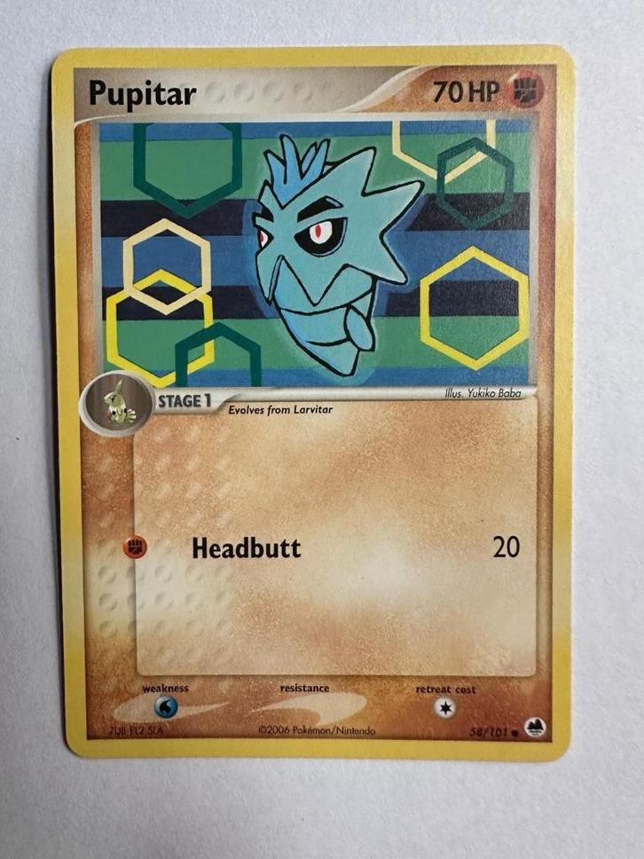 Pupitar – 58/101 – Dragon Frontiers, Hobby en Vrije tijd, Verzamelkaartspellen | Pokémon, Zo goed als nieuw, Losse kaart, Ophalen of Verzenden