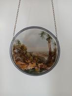 Vintage Glazen Schilderijtje Landschap, Ophalen of Verzenden