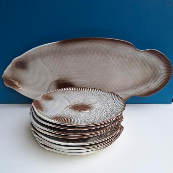 Vintage Salins Frankrijk Vis Servies, Antiek en Kunst, Antiek | Servies los, Ophalen of Verzenden