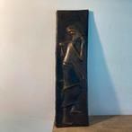 Koperen Muurplaat Afrikaanse Man 39x11cm Beelden Houtsnijwer, Ophalen of Verzenden