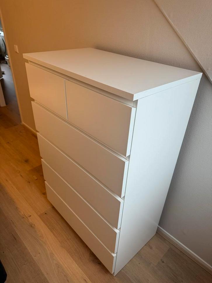 IKEA Malm ladekast - 6 lades - wit, Huis en Inrichting, Kasten | Ladekasten, Gebruikt, 100 tot 150 cm, 50 tot 100 cm, 25 tot 50 cm
