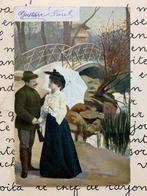 Romantiek - Jager met geweer en dame met parasolletje, Ophalen of Verzenden, Voor 1920, Gelopen, Overige thema's