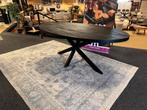 Eettafel ovaal 200 zwart gezandstraald blad direct leverbaar, 100 tot 150 cm, Nieuw, Mwonenenslapen@ziggo.nl, #Eettafel#Mangohout#200#Spinpoot#Zwart