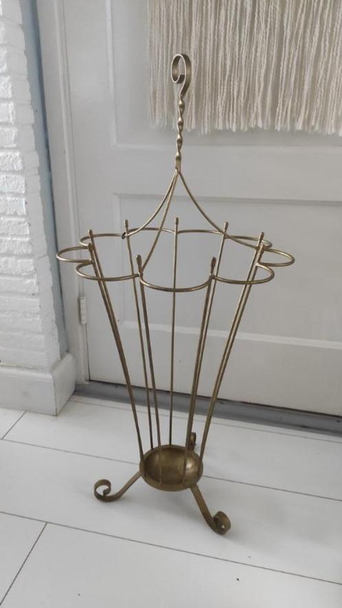 Vintage paraplustandaard paraplubak goudkleurig, Huis en Inrichting, Woonaccessoires | Paraplubakken, Gebruikt, Metaal, Ophalen of Verzenden