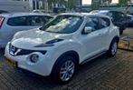 Nissan Juke 1.6L 117pk CVT 2WD 2017 Wit, Auto's, Zwart, 4 cilinders, Navigatiesysteem, Leder en Stof