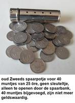 Zweedse mini spaarpot / pijpje voor 40 muntjes van 25 öre, Ophalen of Verzenden, Zo goed als nieuw, Metaal of Blik, Overige thema's