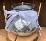 WINDLICHT ZILVER SPATTER BOL HOOG 12 CM NIEUW, Overige kleuren, -, -, Nieuw