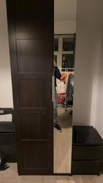 IKEA Pax Kast (Donkerbruin met spiegel en ingebouwd licht), Ophalen, Overige materialen, Gebruikt, 200 cm of meer